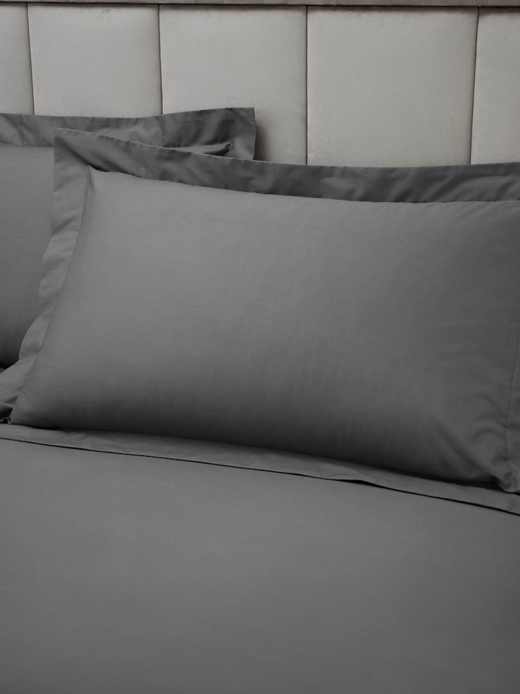 Bianca Set of 2 Charcoal 180 Thread Count Cotton Oxford Pillowcases - Image 1 of 3