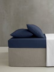 Catherine Lansfield Set of 2 Navy Easy Iron Percale Pillowcases - Image 2 of 2