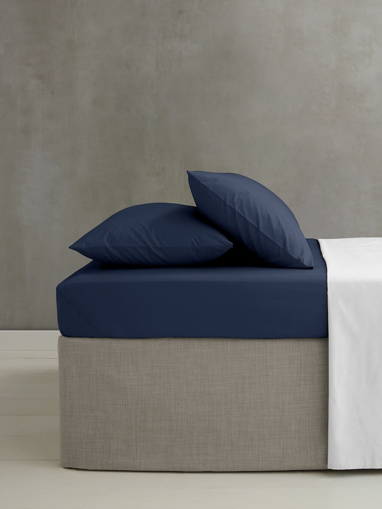 Catherine Lansfield Set of 2 Navy Easy Iron Percale Pillowcases - Image 2 of 2