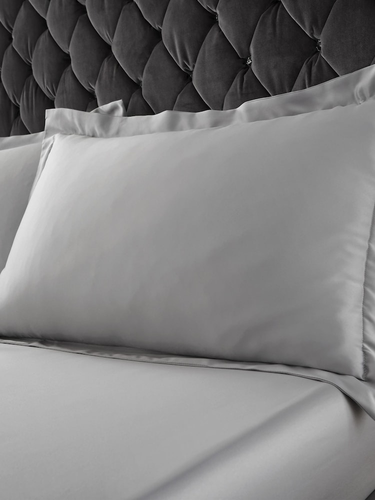 Catherine Lansfield Silver Silky Soft Satin Oxford Pillowcase - Image 1 of 2