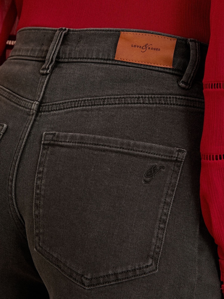 Love & Roses Charcoal Grey Barrel Leg Jeans - Image 5 of 5