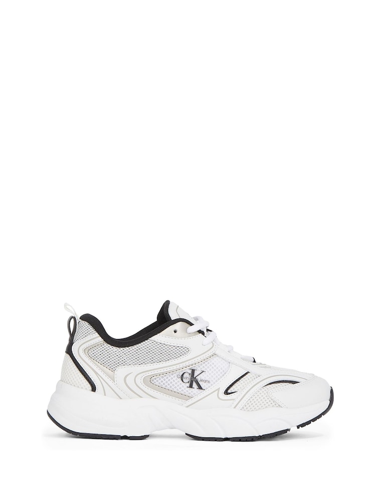 Calvin Klein White Retro Tennis Mesh Trainers - Image 1 of 5