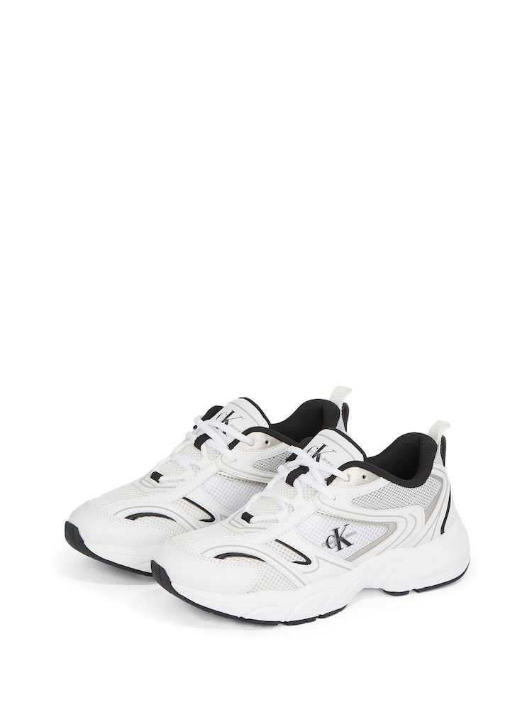 Calvin Klein White Retro Tennis Mesh Trainers - Image 3 of 5