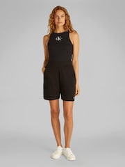 Calvin Klein Black Monologo Rib Tank Top - Image 1 of 6