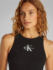 Calvin Klein Black Monologo Rib Tank Top - Image 4 of 6