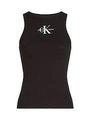 Calvin Klein Black Monologo Rib Tank Top - Image 5 of 6