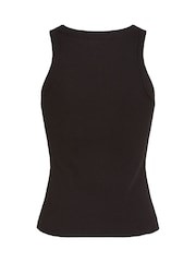 Calvin Klein Black Monologo Rib Tank Top - Image 6 of 6
