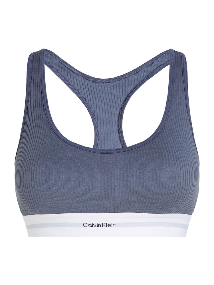 Calvin Klein Blue Rib Lightly Lined Bralette - Image 5 of 5 Calvin Klein Blue Rib Lightly Lined Bralette - Image 5 of 5
