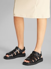 Calvin Klein Black Fisherman Leather Sandals - Image 1 of 6