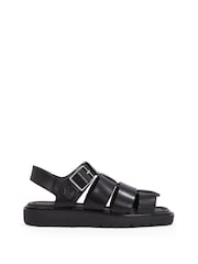 Calvin Klein Black Fisherman Leather Sandals - Image 2 of 6