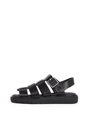 Calvin Klein Black Fisherman Leather Sandals - Image 3 of 6