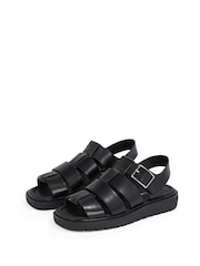 Calvin Klein Black Fisherman Leather Sandals - Image 4 of 6