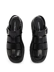 Calvin Klein Black Fisherman Leather Sandals - Image 6 of 6