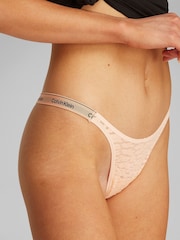 Calvin Klein Orange Icon Lace Dipped String Thong - Image 2 of 5