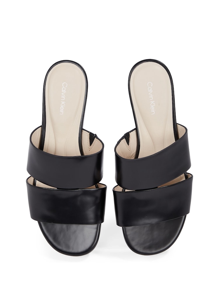 Calvin Klein Black Leather Sandals With Two Straps - Image 6 of 6