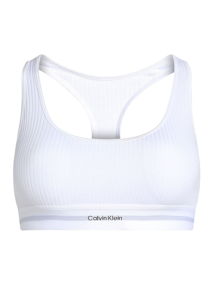 Calvin Klein White Rib Lightly Lined Bralette - Image 5 of 5