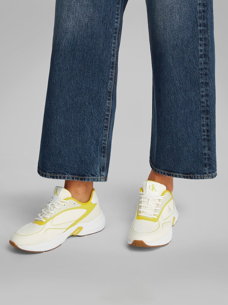 Calvin Klein White Retro Tennis Knit Trainers - Image 1 of 6