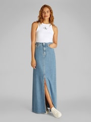 Белый - Майка в рубчик Calvin Klein Monologo - Изображение 2 из 6