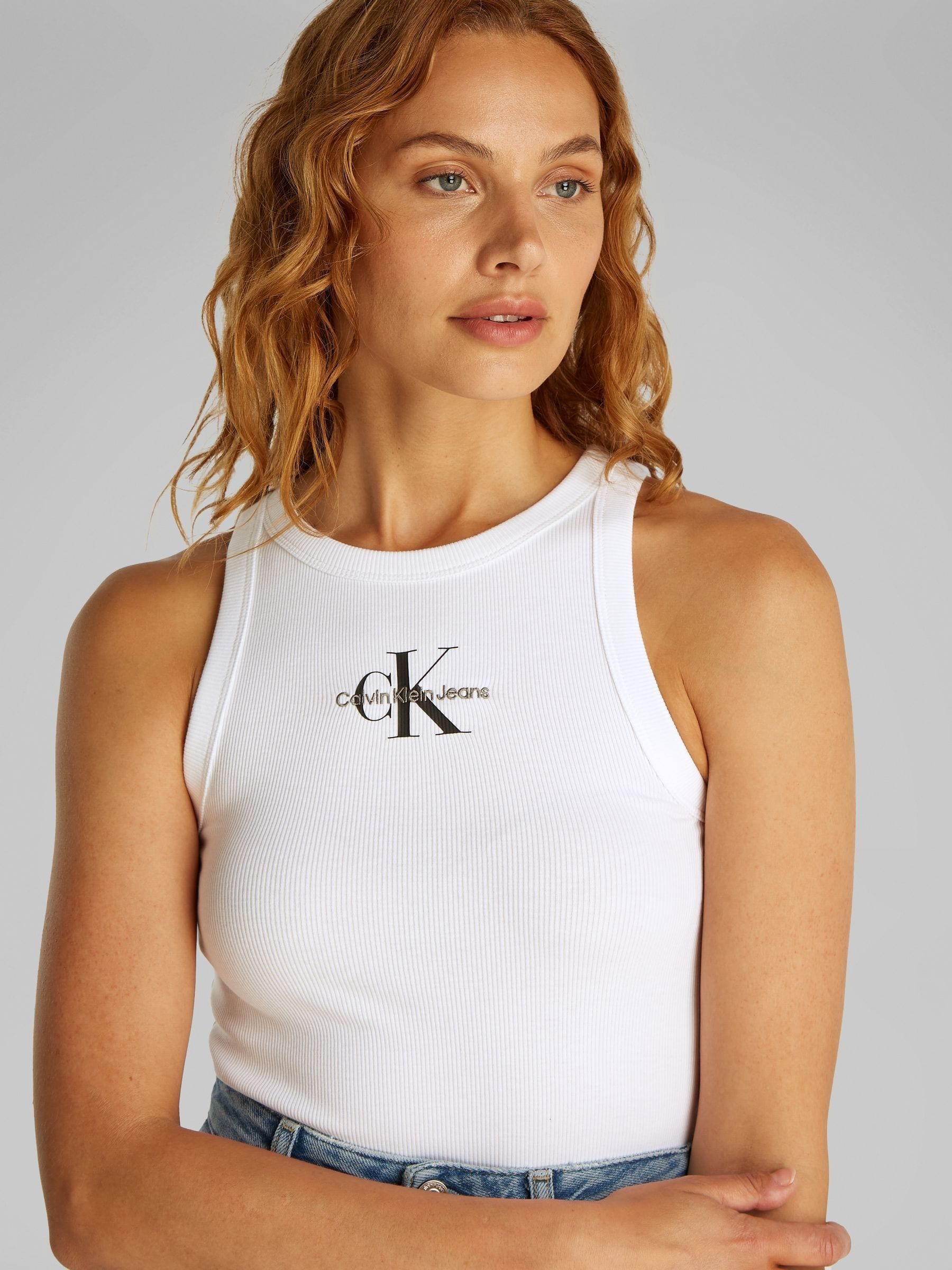 Buy Calvin Klein White Monologo Rib Tank Top from the Next