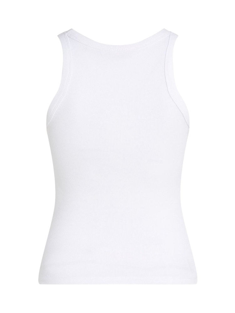 Calvin Klein White Monologo Rib Tank Top - Image 7 of 7 Calvin Klein White Monologo Rib Tank Top - Image 7 of 7