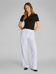 Calvin Klein White Soft Linen Trousers - Image 2 of 7