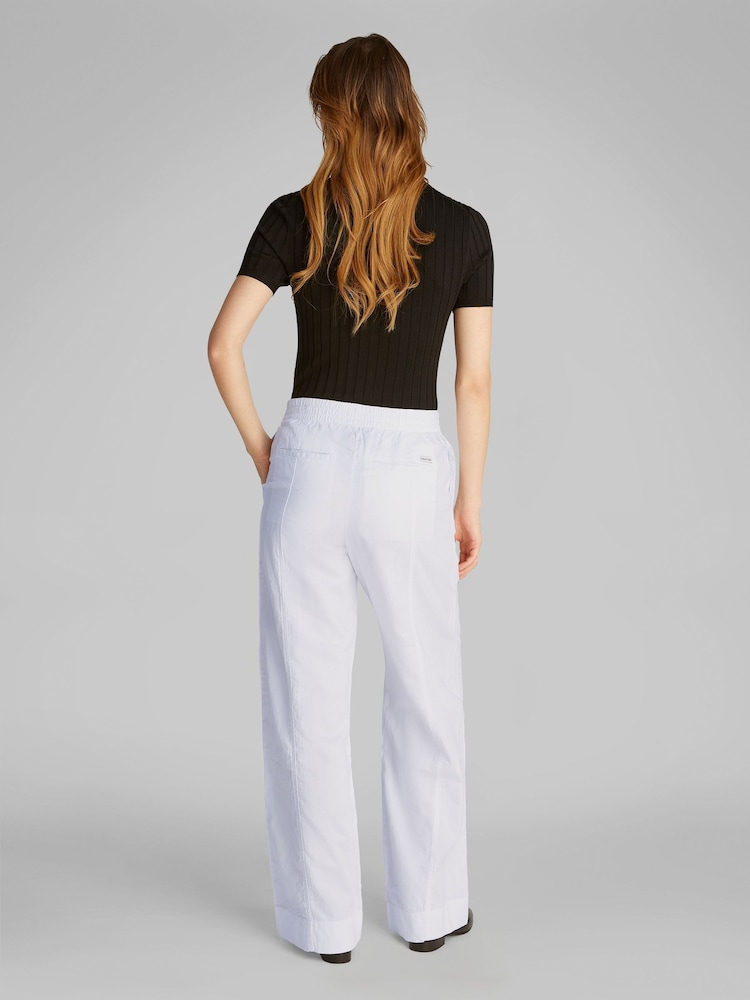 Calvin Klein White Soft Linen Trousers - Image 3 of 7