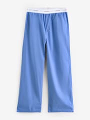 Calvin Klein Blue Cotton Poplin Pyjama Trousers With Logo Waistband - Image 1 of 1