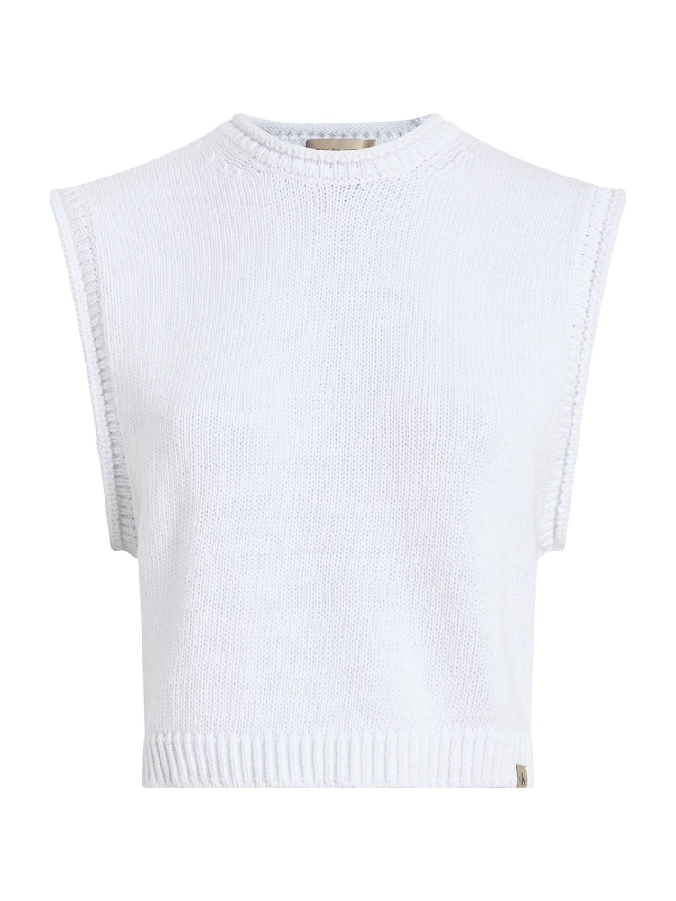 Calvin Klein White Linen Blend Loose Sleeveless Jumper - Image 1 of 3