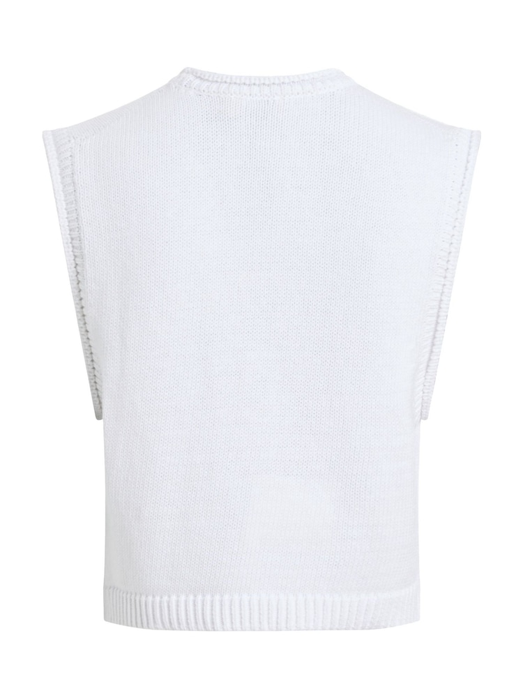 Calvin Klein White Linen Blend Loose Sleeveless Jumper - Image 2 of 3