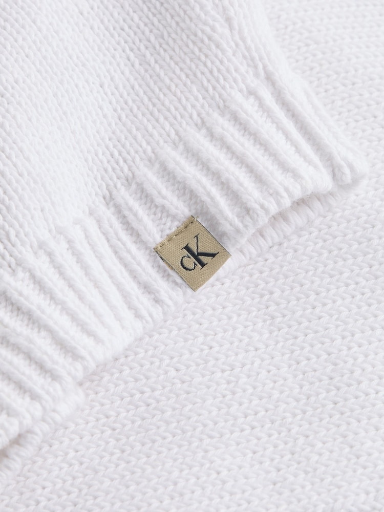 Calvin Klein White Linen Blend Loose Sleeveless Jumper - Image 3 of 3