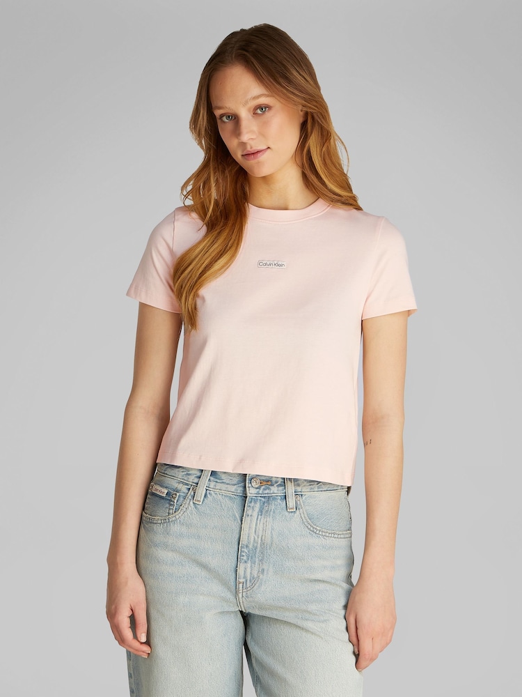 Calvin Klein Pink Baby Placed 100% Cotton T-Shirt - Image 1 of 6