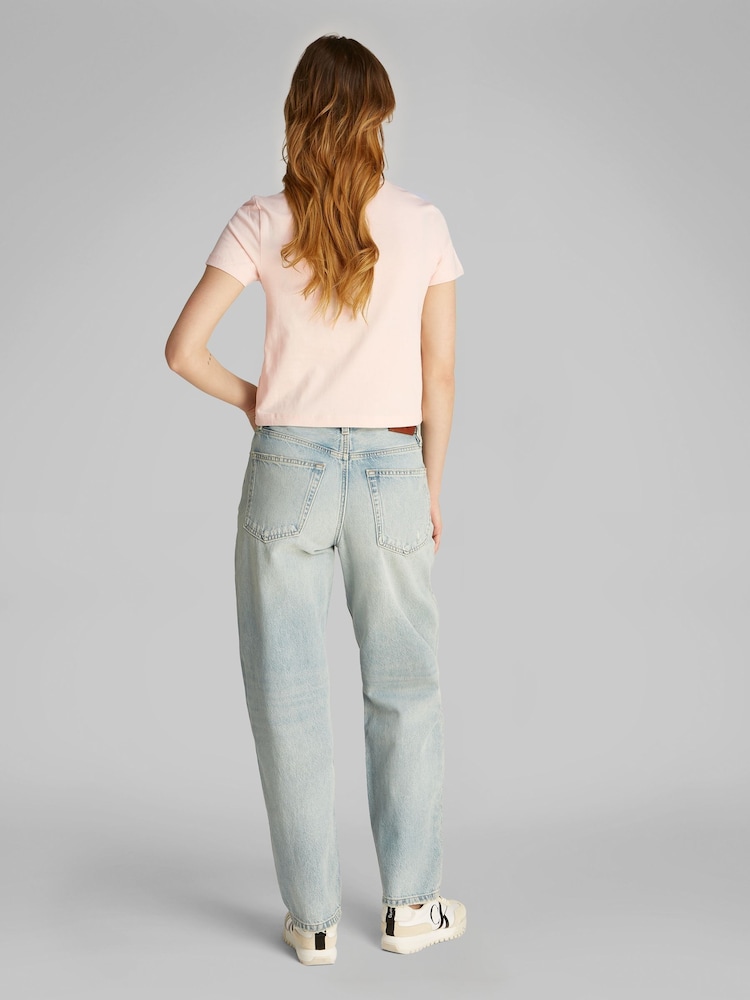 Calvin Klein Pink Baby Placed 100% Cotton T-Shirt - Image 3 of 6