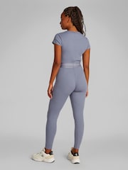 Calvin Klein Blue Stretch Rib Crop T-Shirt - Image 3 of 5