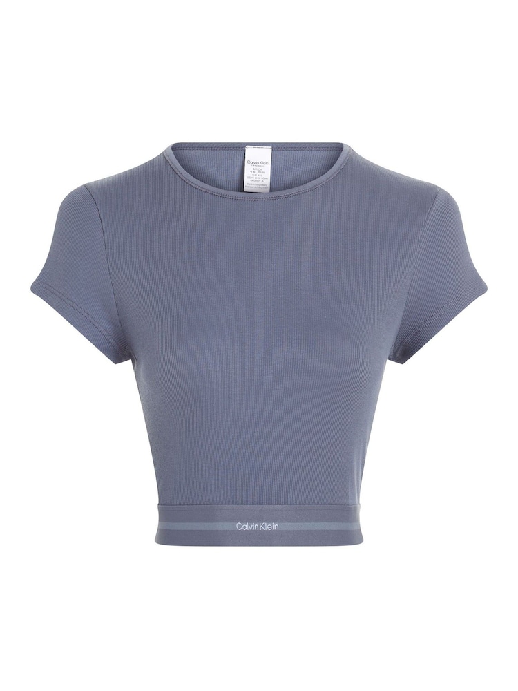 Calvin Klein Blue Stretch Rib Crop T-Shirt - Image 5 of 5