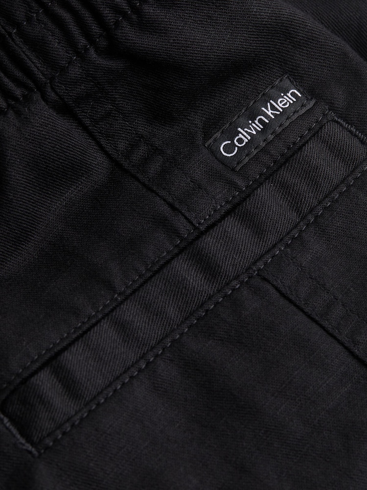 Calvin Klein Black Soft Linen Shorts - Image 7 of 7