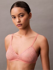 Calvin Klein Orange Sheer Marquisette Lace Unlined Triangle Bra - Image 4 of 4
