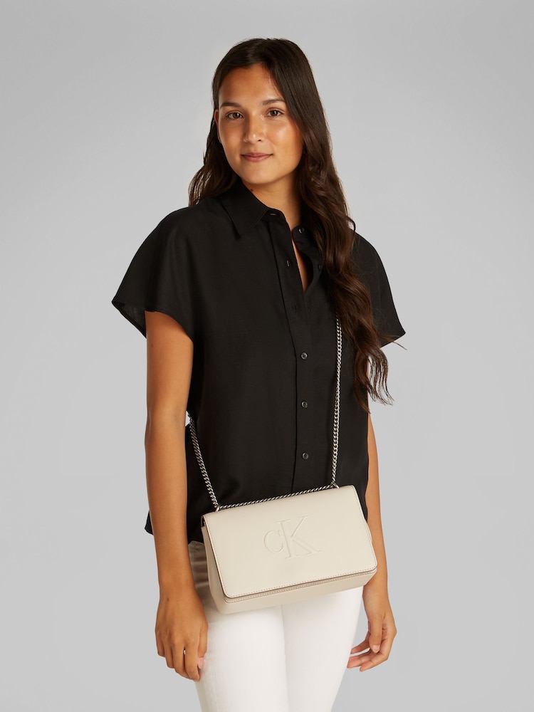 Calvin Klein White Flap Shoulder Bag - Image 5 of 5