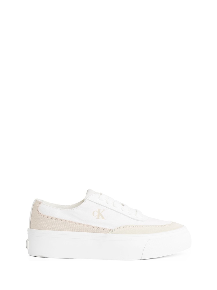 Calvin Klein White Vulcanised Flatform Low Trainers - Image 2 of 6