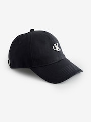Calvin Klein Black Embroidered Monogram 100% Cotton Cap - Image 1 of 4