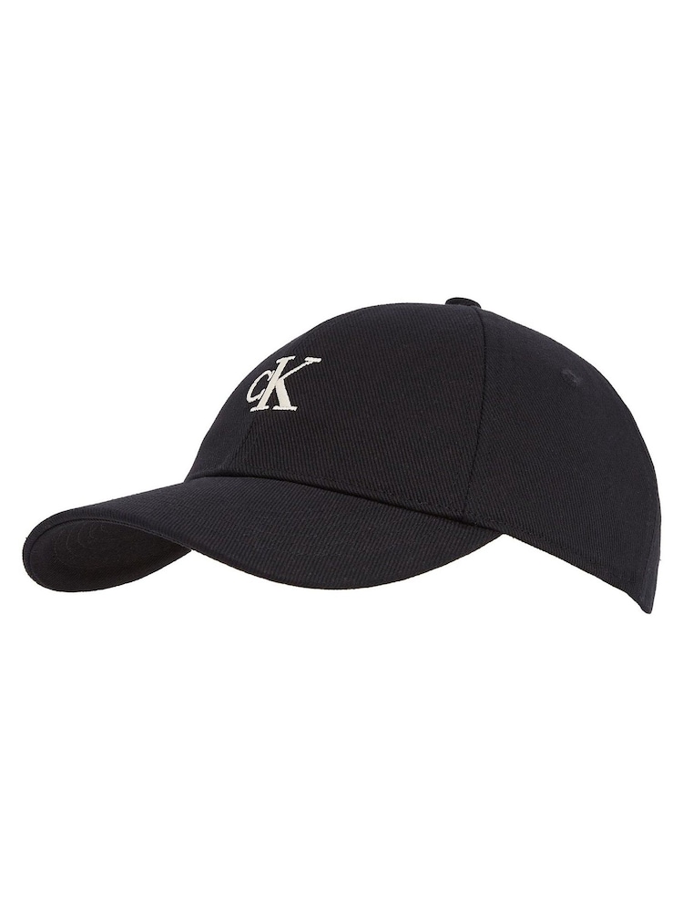 Calvin Klein Black Embroidered Monogram 100% Cotton Cap - Image 4 of 4