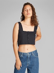 Calvin Klein Black Soft Linen Top - Image 1 of 7