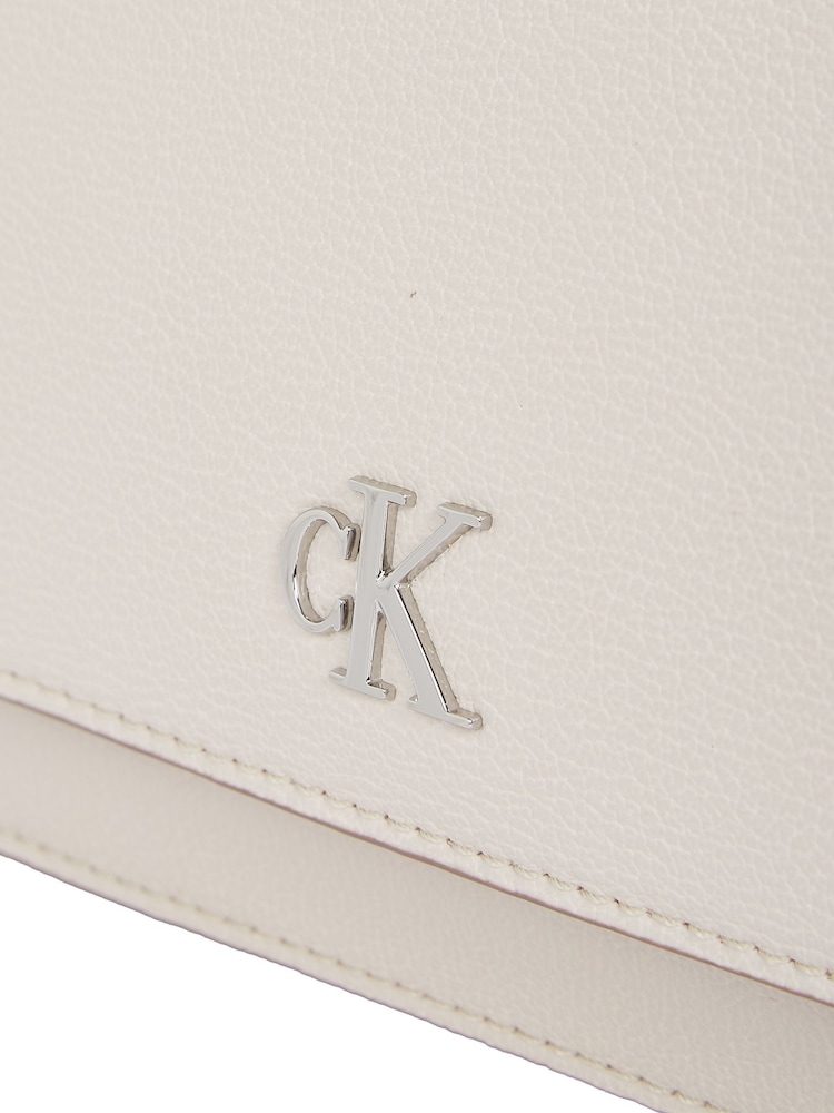Calvin Klein White Minimal Monogram Flap Wallet - Image 3 of 4