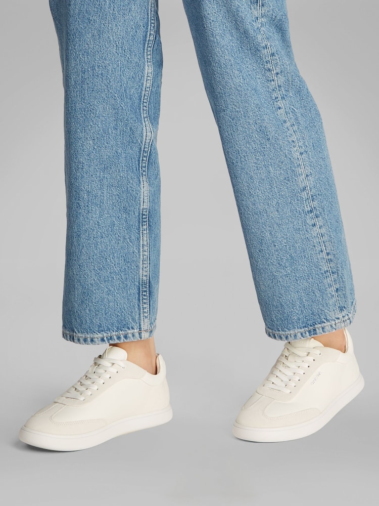 Calvin Klein White Cupsole Lace-Up Leather Trainers - Image 1 of 6