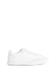 Calvin Klein White Cupsole Lace-Up Leather Trainers - Image 2 of 6