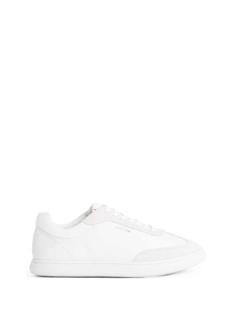 Calvin Klein White Cupsole Lace-Up Leather Trainers - Image 2 of 6