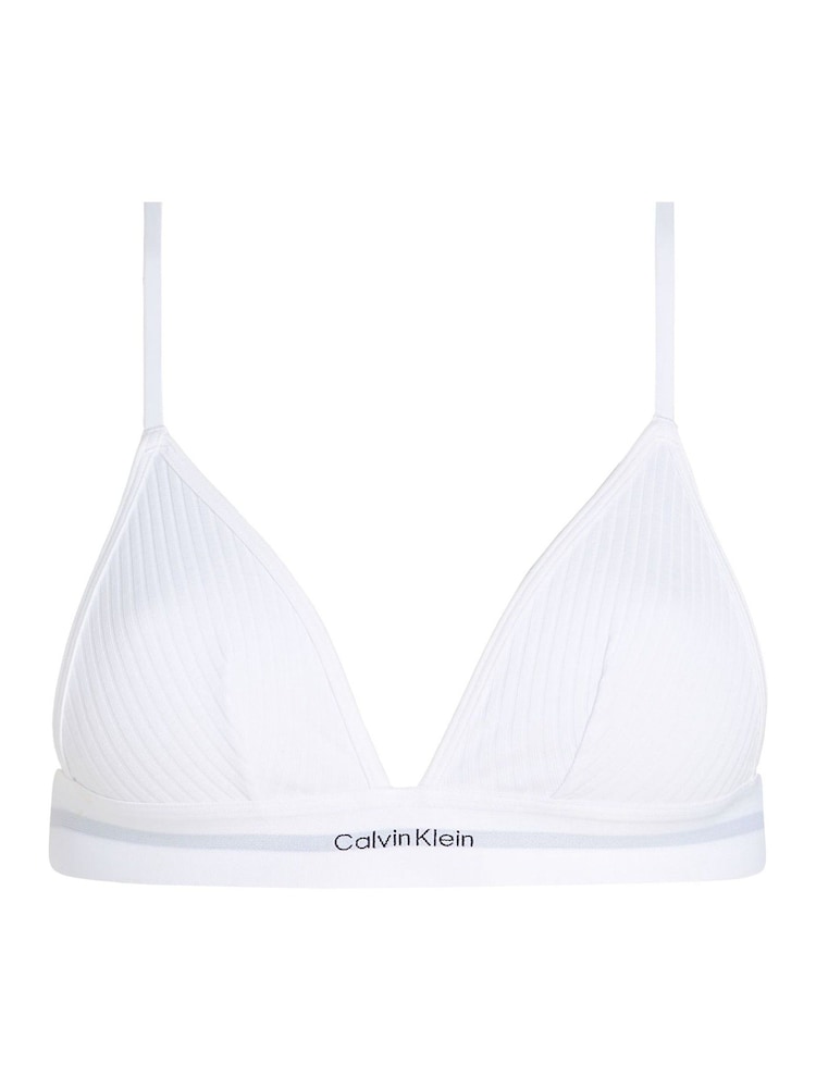 Calvin Klein White Rib Unlined Triangle Bra - Image 5 of 5