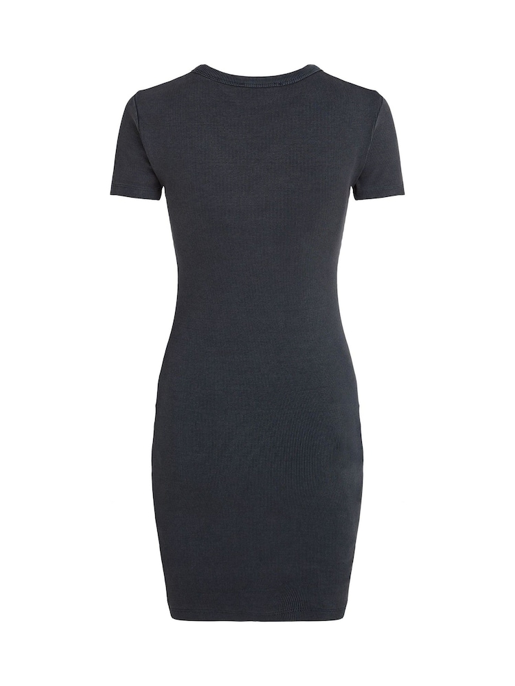 Calvin Klein Black Rib Bodycon Dress - Image 6 of 6