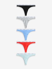 Calvin Klein Black Modern Logo Low Rise Thongs 5 Pack - Image 1 of 11