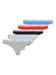 Calvin Klein Black Modern Logo Low Rise Thongs 5 Pack - Image 7 of 11