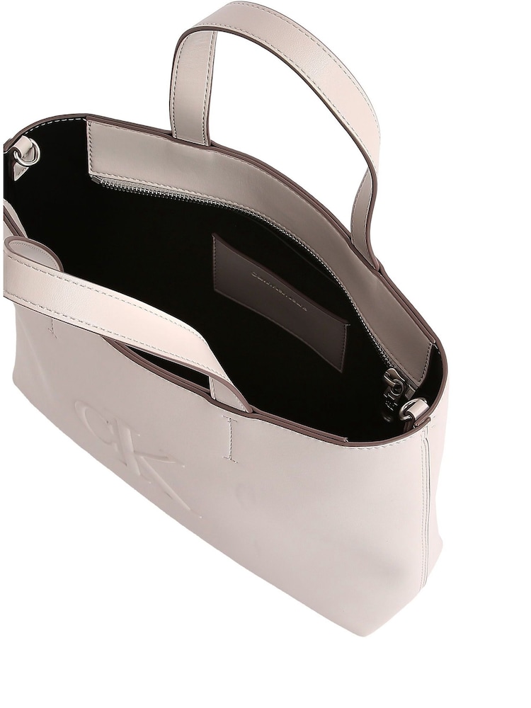 Calvin Klein White Sculpted Mini Tote Bag - Image 3 of 4